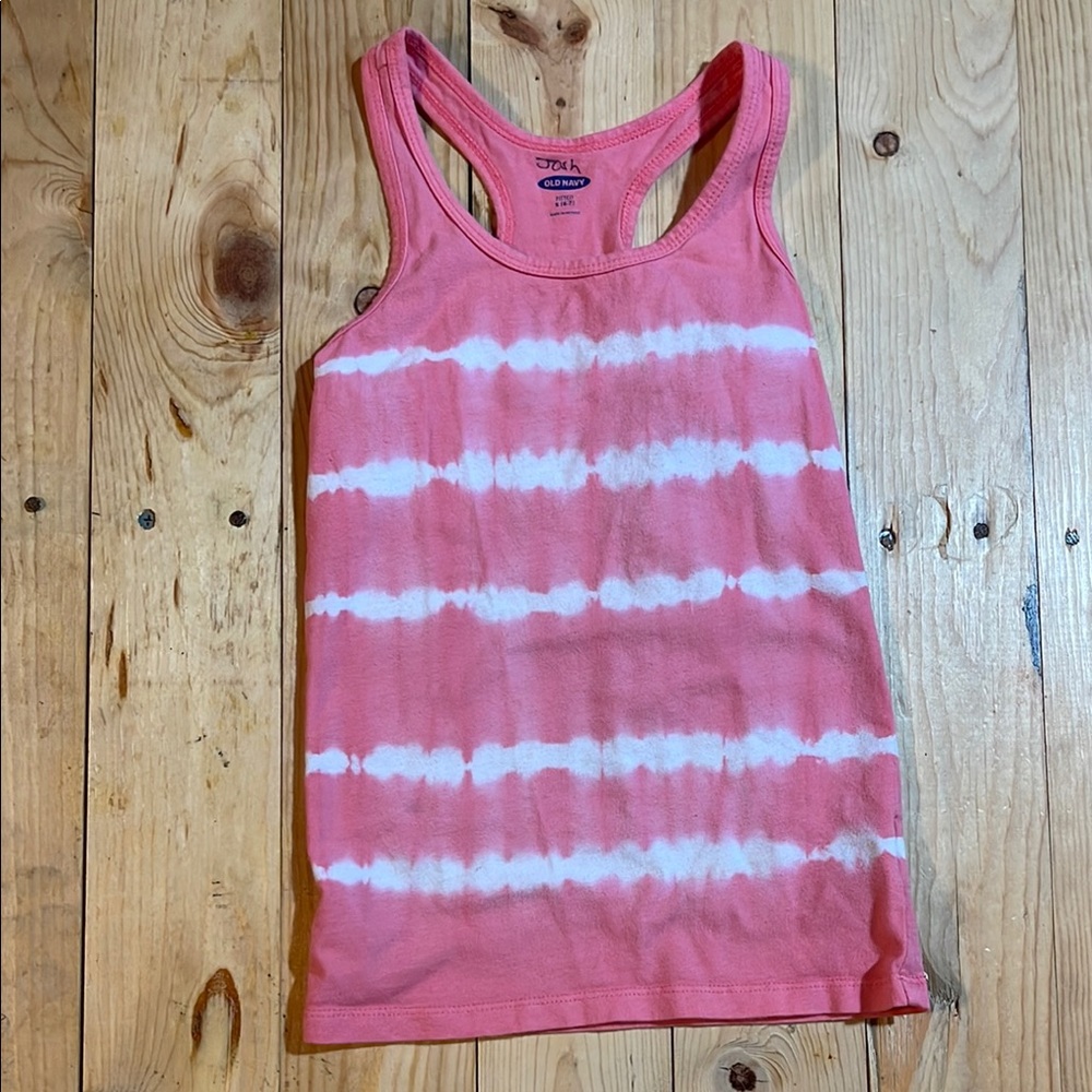 Pink and White Tie-Dye Tank Top